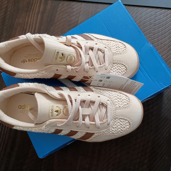 Adidas Women's Cream and Brown Sneakers - Picture 4 of 5